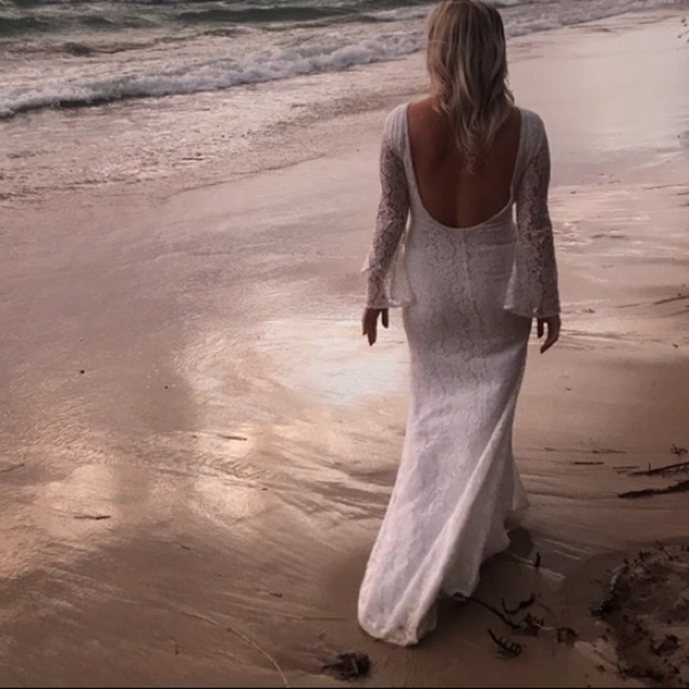 White low back dress